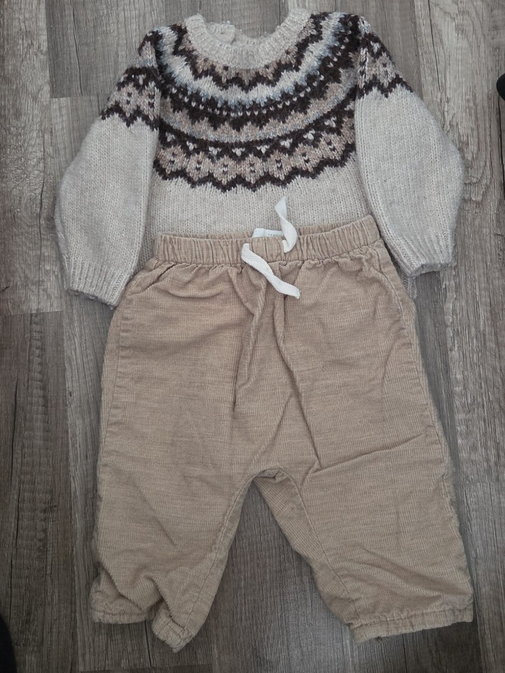 Kids Neutral Corduroy Drawstring Pants Set - Beige Zara